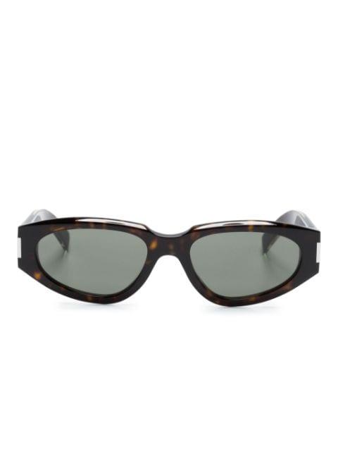 tortoiseshell-effect oval-frame sunglasses by SAINT LAURENT