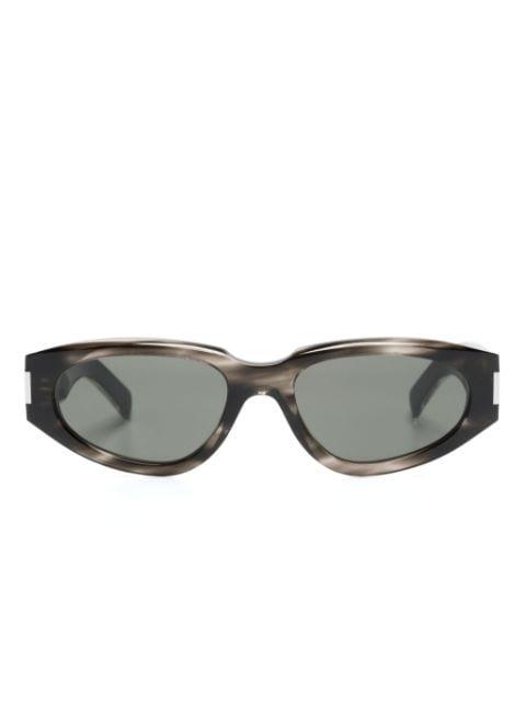 tortoiseshell-effect oval-frame sunglasses by SAINT LAURENT