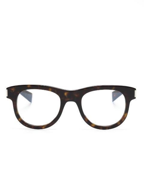 tortoiseshell-effect round-frame glasses by SAINT LAURENT