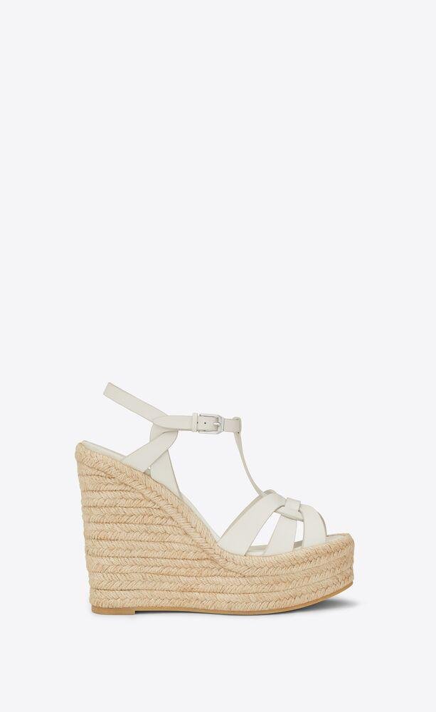 tribute espadrilles wedge in smooth leather by SAINT LAURENT