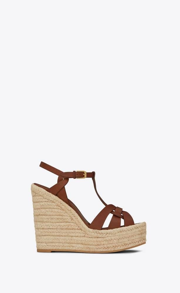 tribute espadrilles wedge in smooth leather by SAINT LAURENT