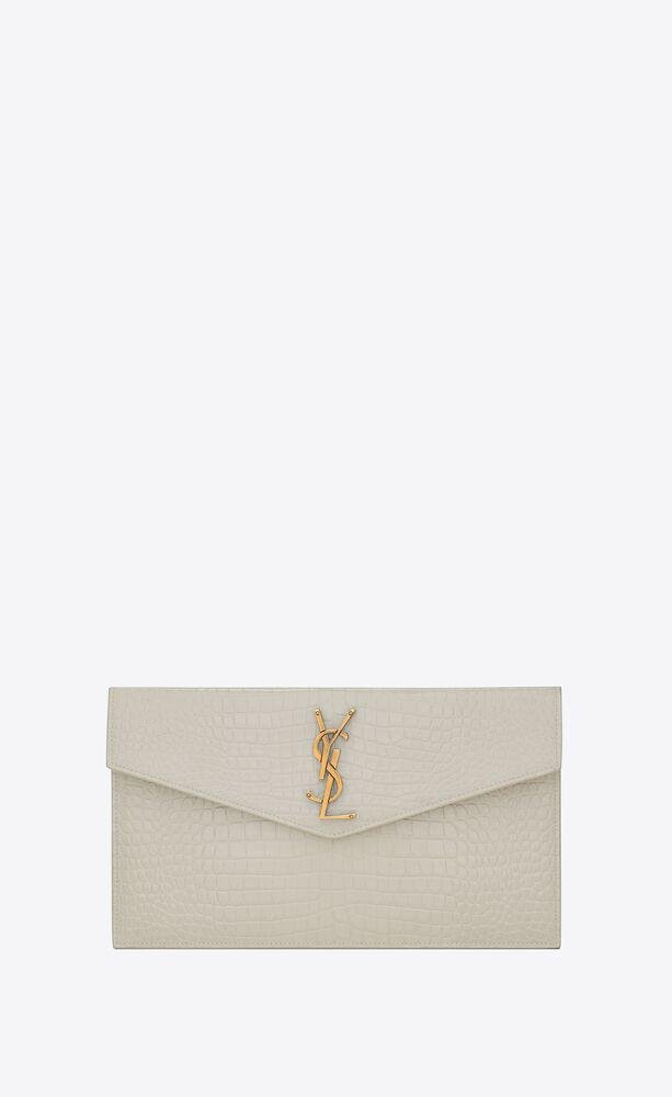 uptown pouch in crocodile embossed shiny leather by SAINT LAURENT