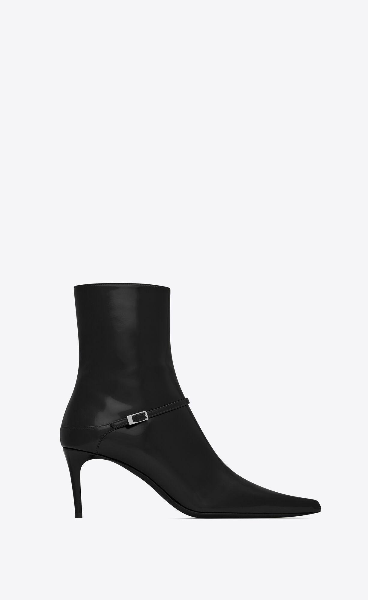 vendome booties in glazed leather by SAINT LAURENT