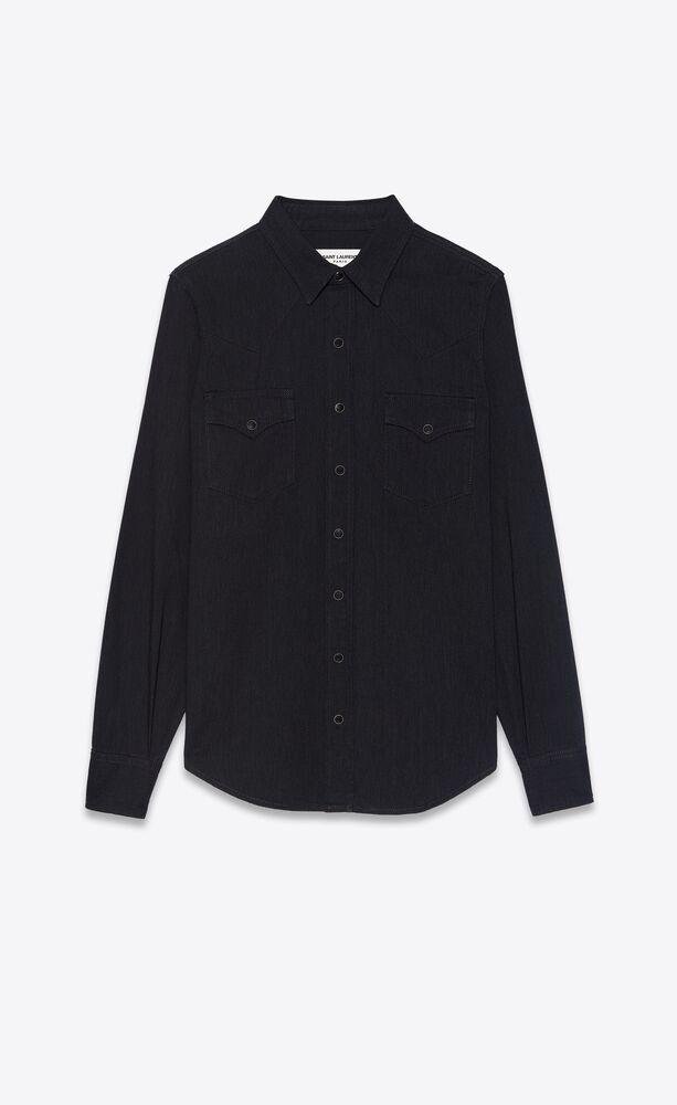 western shirt in black rinse denim by SAINT LAURENT