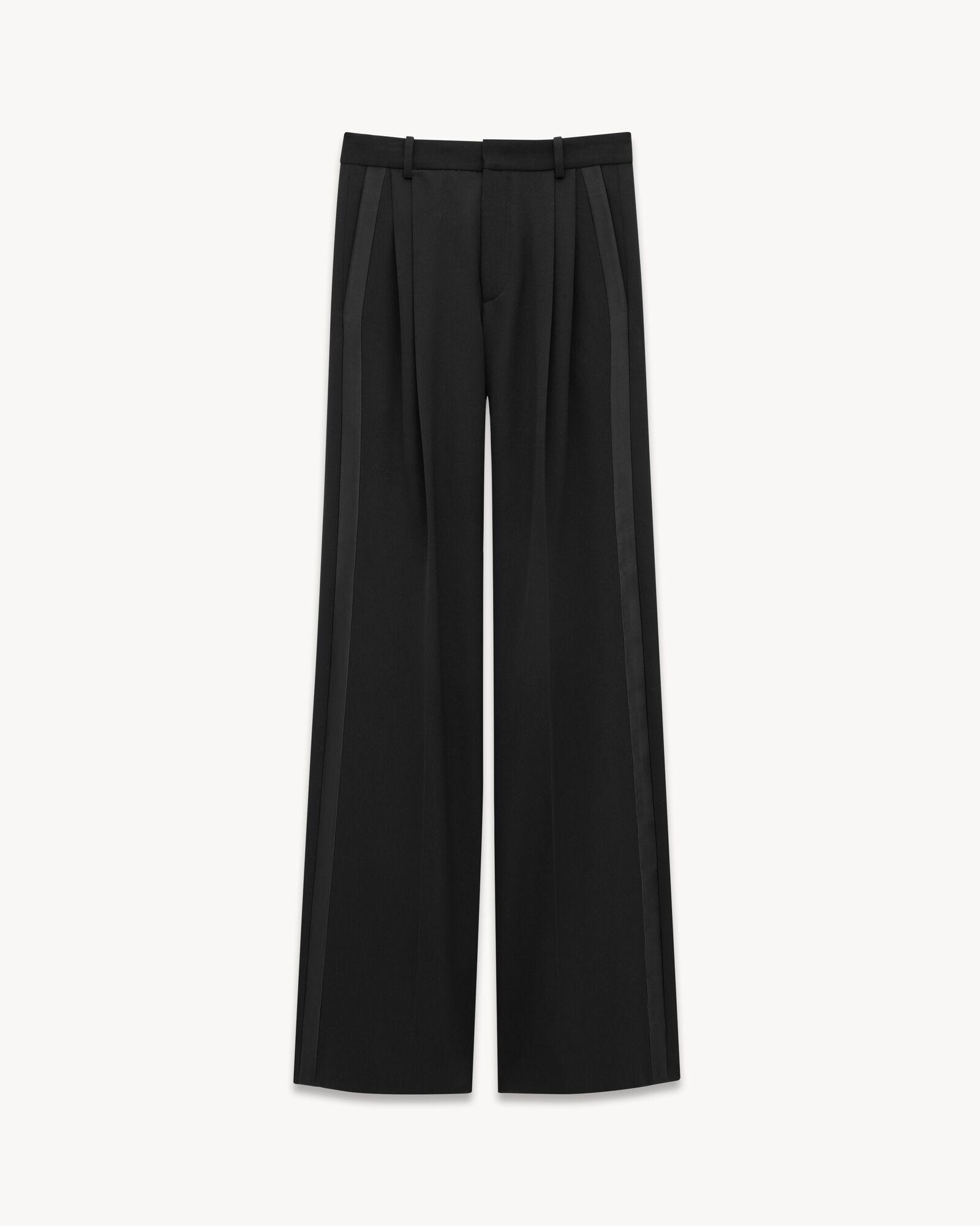 wide-leg tuxedo pants in GRAIN DE POUDRE by SAINT LAURENT