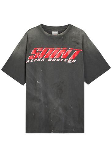 Alpha Nucleus printed distressed cotton T-shirt by SAINT MXXXXXX