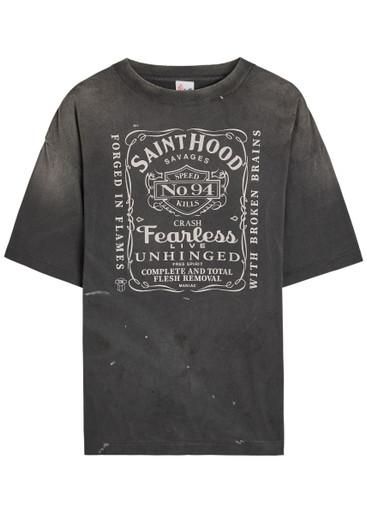 Fearless printed distressed cotton T-shirt by SAINT MXXXXXX