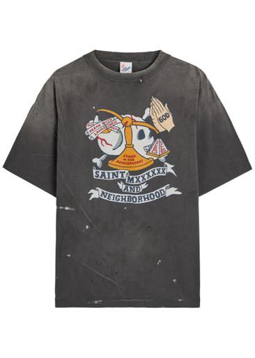 Pray printed cotton T-shirt by SAINT MXXXXXX