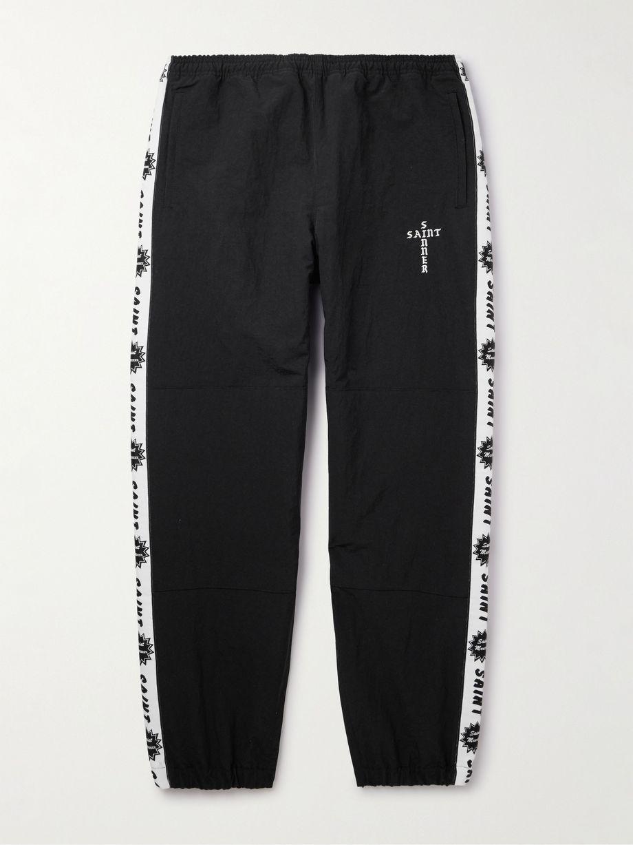 Tapered Logo-Embroidered Striped Nylon-Twill Track Pants by