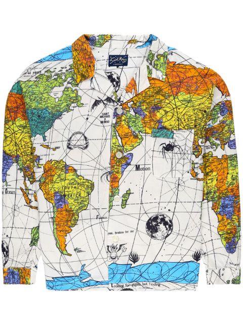 World Map notched-collar shirt by SAINT MXXXXXX