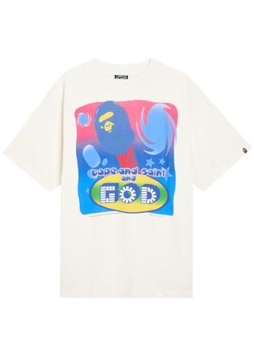 X A Bathing Ape God printed cotton T-shirt by SAINT MXXXXXX