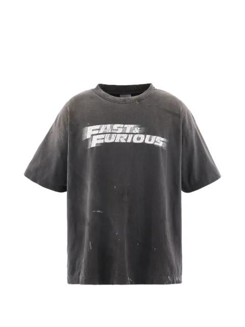 distressed-effect logo-print t-shirt by SAINT MXXXXXX