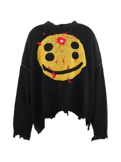 distressed graphic-intarsia sweater by SAINT MXXXXXX