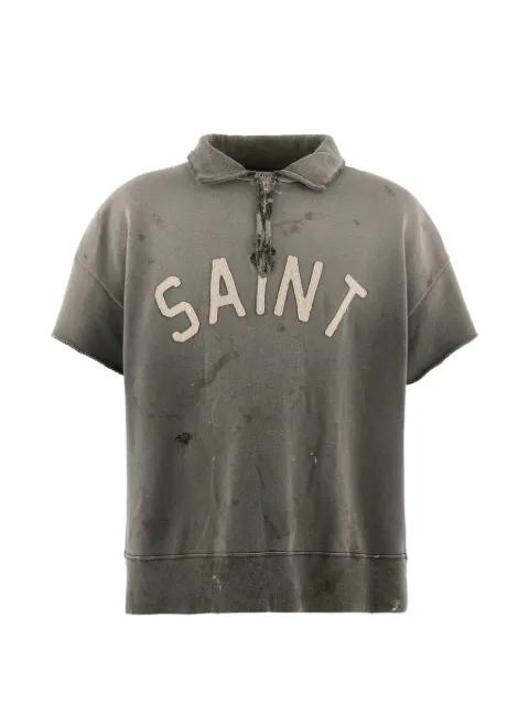 distressed half-zip polo shirt by SAINT MXXXXXX
