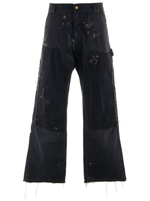 distressed wide-leg jeans by SAINT MXXXXXX
