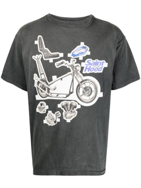 graphic-print distressed cotton T-shirt by SAINT MXXXXXX