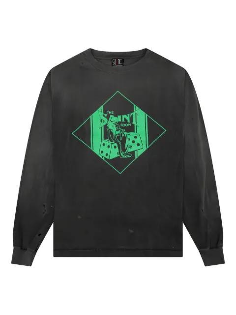 graphic-print distressed long-sleeve T-shirt by SAINT MXXXXXX