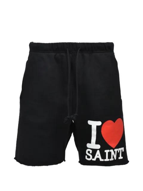 graphic-print raw-hem shorts by SAINT MXXXXXX