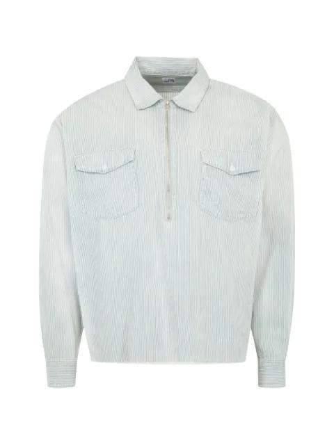 hickory-stripe zip-up shirt by SAINT MXXXXXX