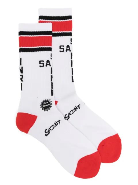 intarsia-knit logo socks by SAINT MXXXXXX