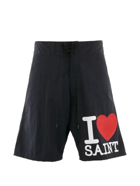 lace-up graphic-print shorts by SAINT MXXXXXX