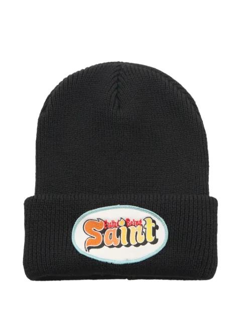 logo-patch ribbed-knit beanie hat by SAINT MXXXXXX