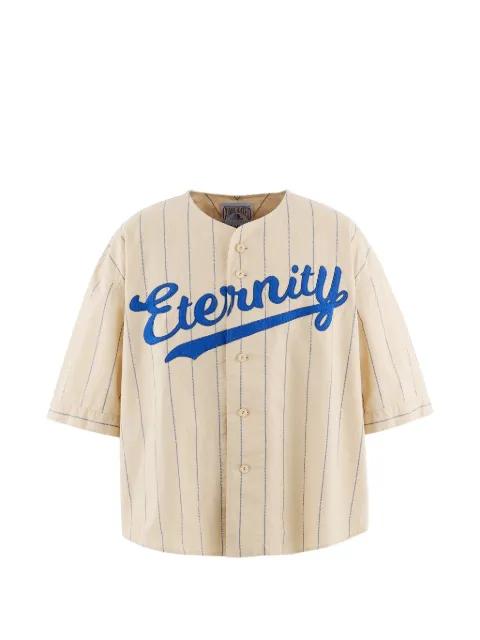 pinstripe-pattern baseball shirt by SAINT MXXXXXX