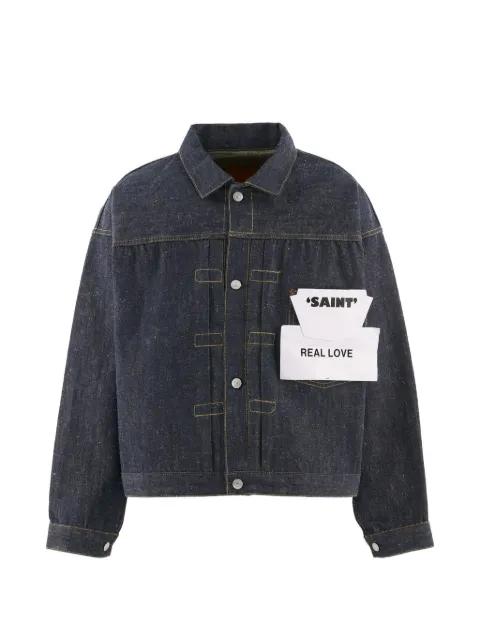pleated cinch-strap denim jacket by SAINT MXXXXXX