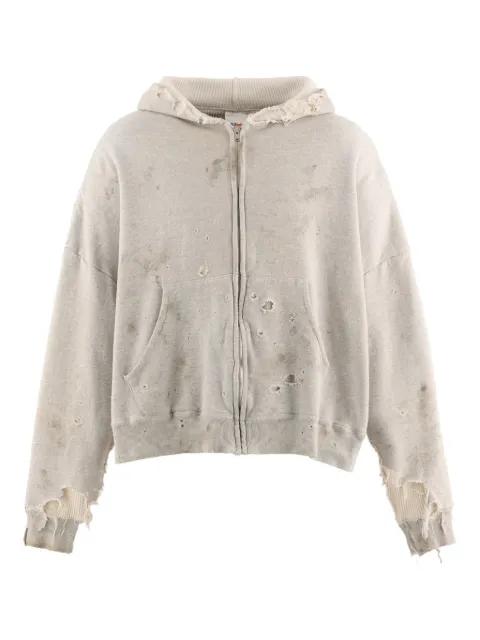 ripped hoodied zip sweater by SAINT MXXXXXX