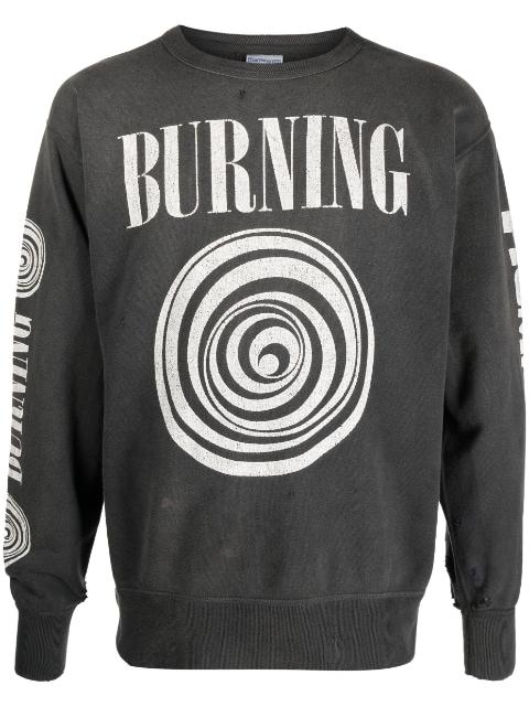 slogan-print distressed-finish sweatshirt by SAINT MXXXXXX