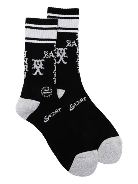 stripe logo-embridered socks by SAINT MXXXXXX