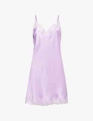 Scarlett lace-trim silk chemise by SAINTED SISTERS