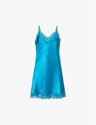 Scarlett lace-trim silk chemise by SAINTED SISTERS