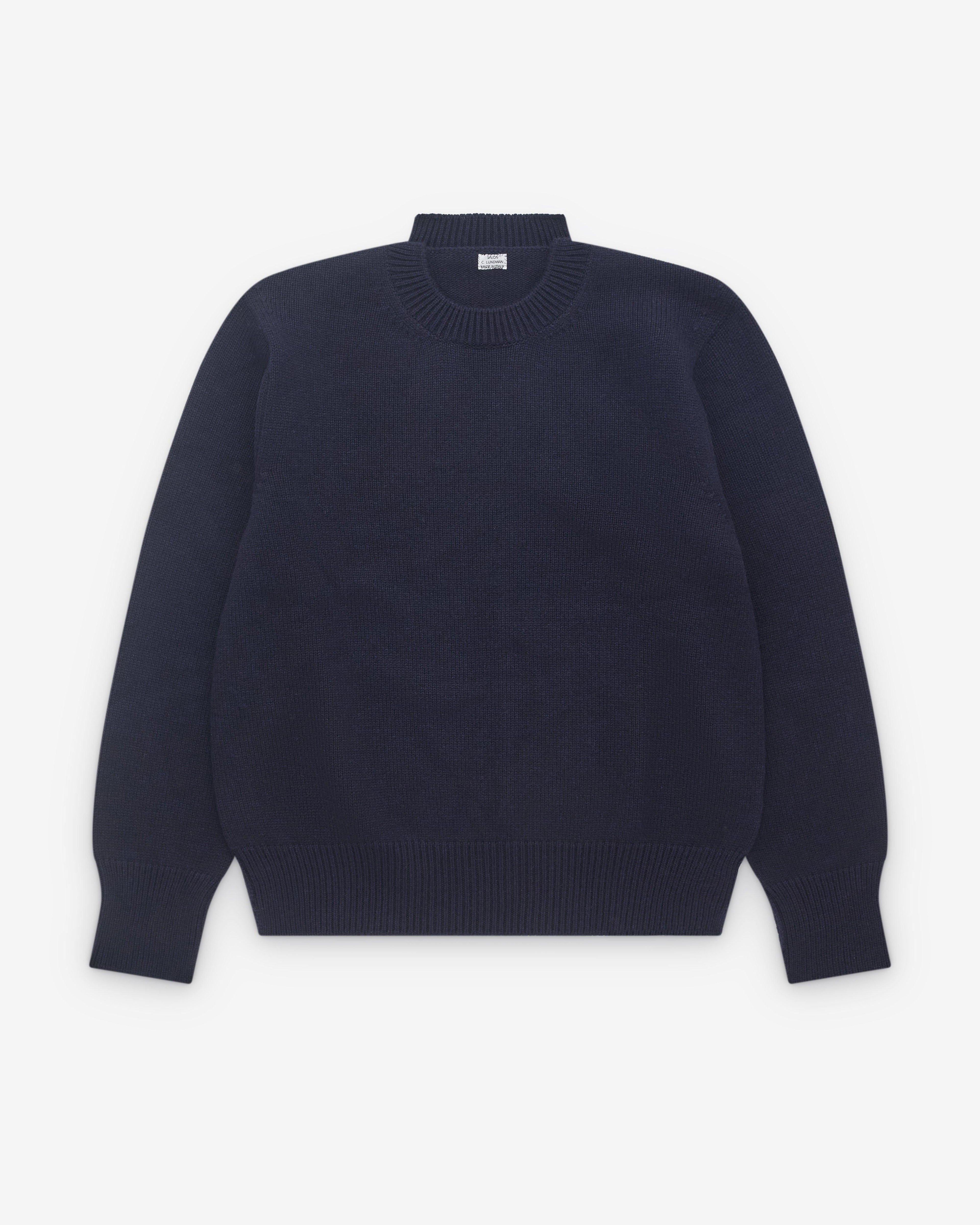 Salon C. Lundman - Men's Chunky O Neck Knit - (Navy) by SALON C. LUNDMAN