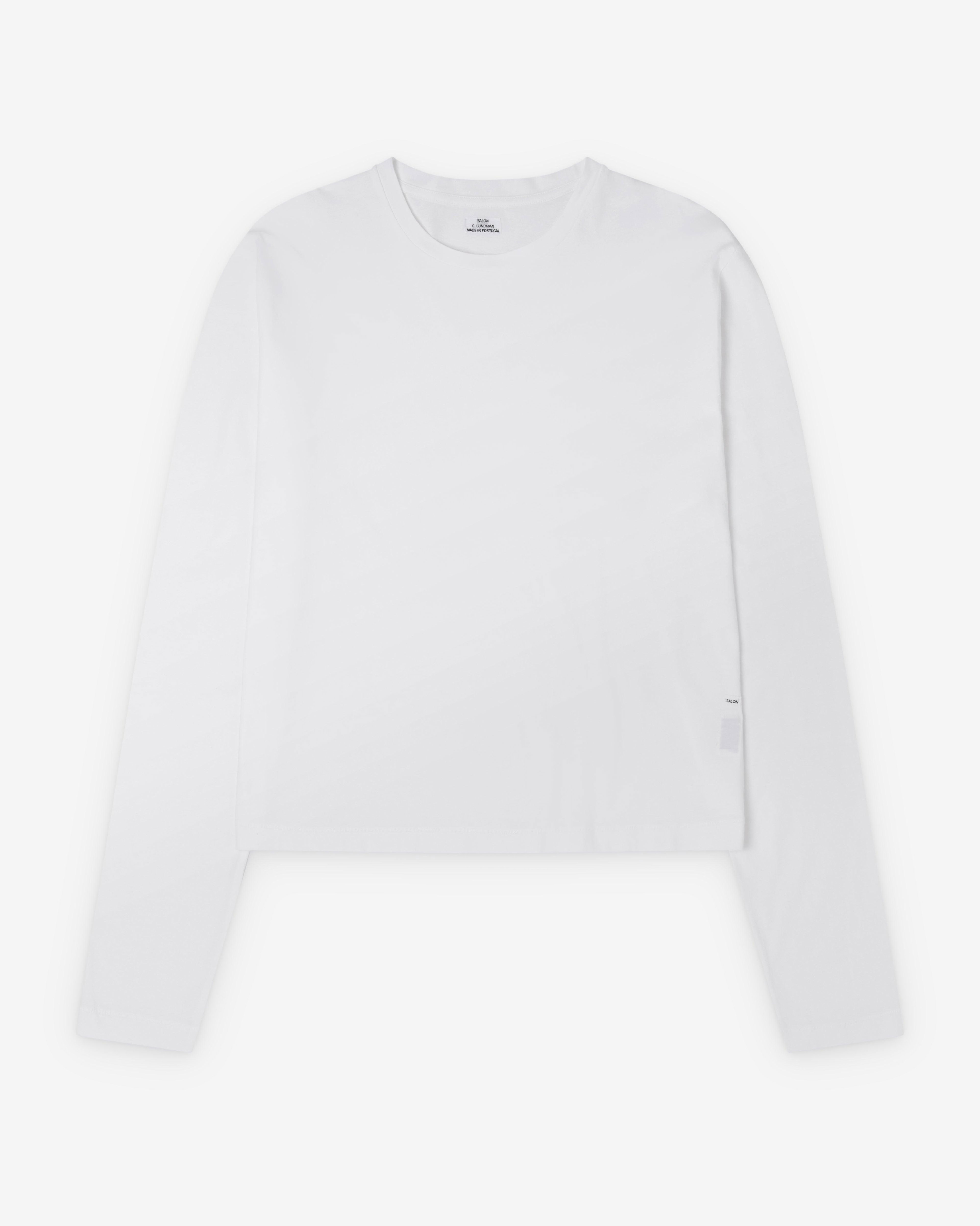 Salon C. Lundman - Men's Long Sleeve Cropped Crew Neck - (White) by SALON C. LUNDMAN