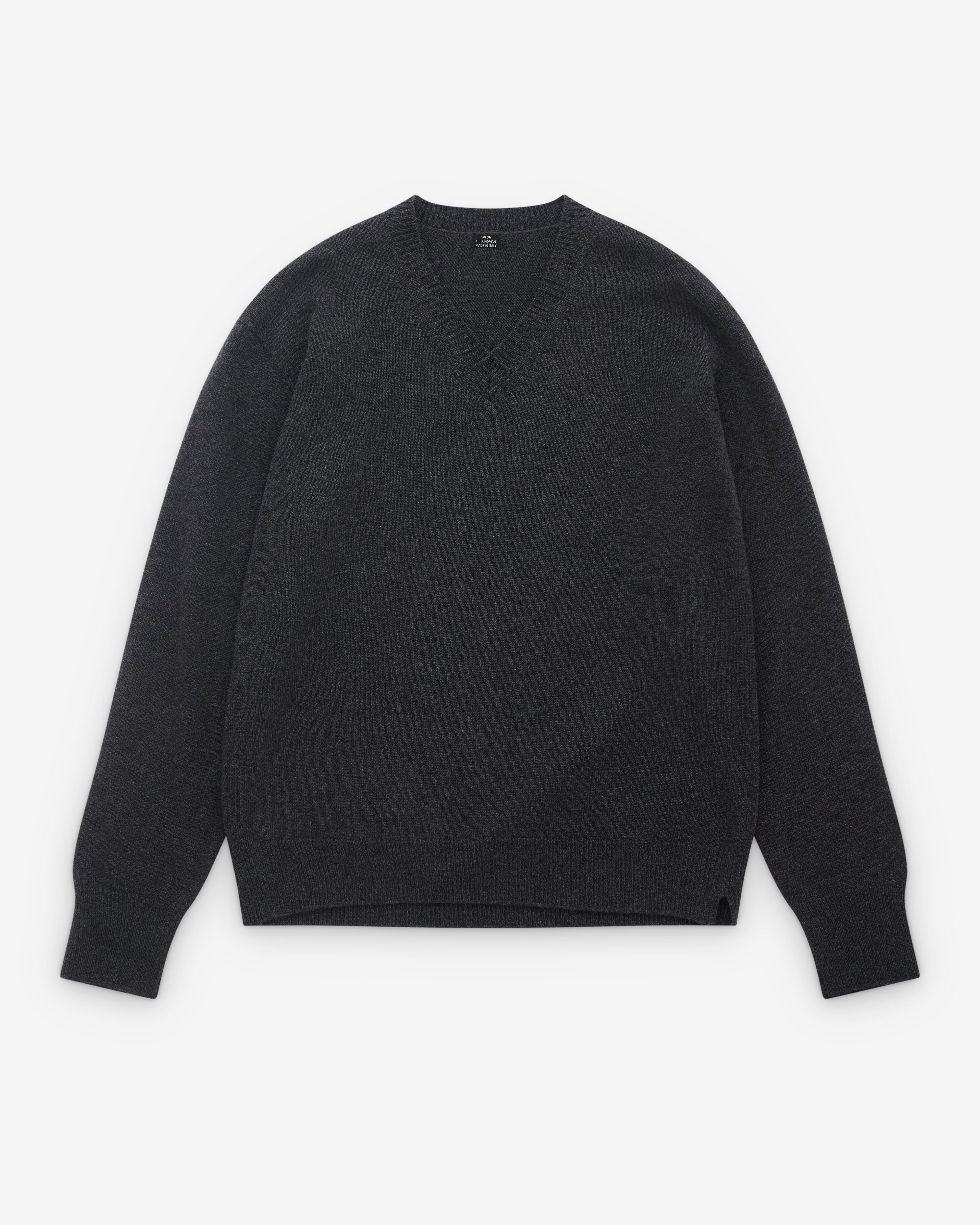 Salon C. Lundman - Men's V Neck Sweater - (Dark Grey) by SALON C. LUNDMAN