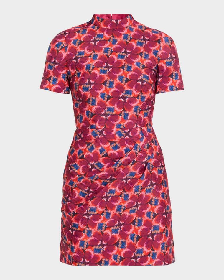 Draped Floral Mini Dress by SALONI