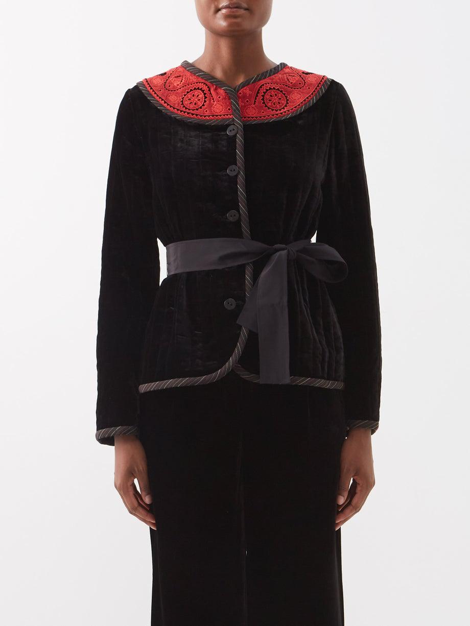 Orion B velvet belted jacket by SALONI
