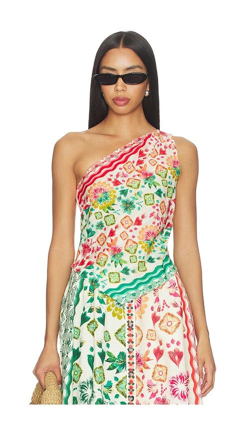 SALONI Madeline Top in Green, Pink by SALONI