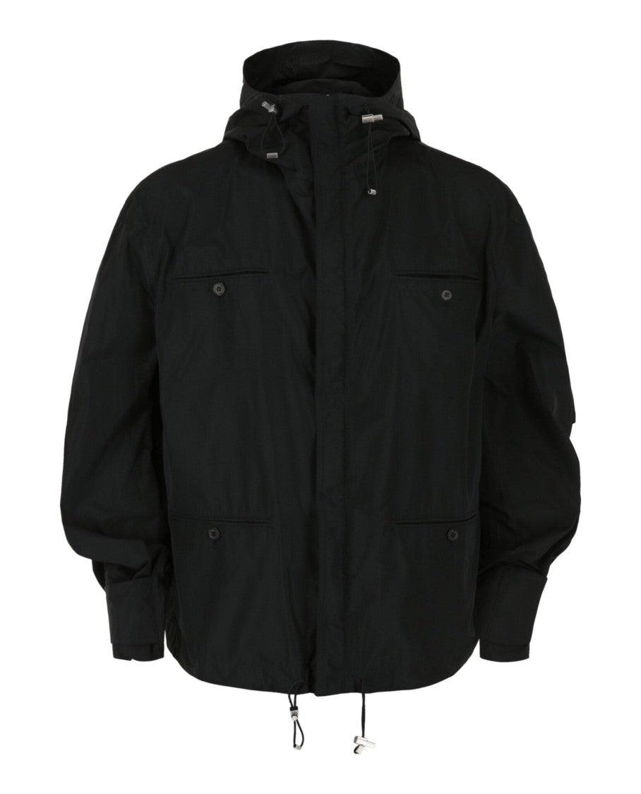 Hooded Windbreaker Jacket With Stand Collar by SALVATORE FERRAGAMO
