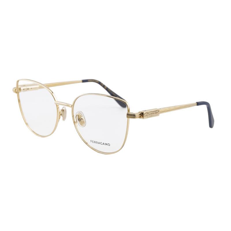 Salvatore Ferragamo Eyeglasses Butterfly Full Rim, Gold Frame And Clear Demo Lens Lens Sf2240751 by SALVATORE FERRAGAMO Salvatore Ferragamo Eyeglasses Butterfly Full Rim, Gold Frame And Clear Demo Lens Lens Sf2240751 by SALVATORE FERRAGAMO