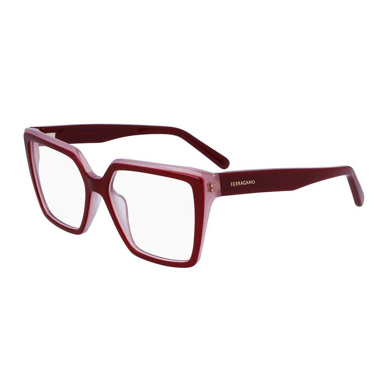 Salvatore Ferragamo Eyeglasses Square Full Rim, Burgundy/rose Gold Frame And Clear Demo Lenses Lens Sf2950N614 by SALVATORE FERRAGAMO Salvatore Ferragamo Eyeglasses Square Full Rim, Burgundy/rose Gold Frame And Clear Demo Lenses Lens Sf2950N614 by SALVATORE FERRAGAMO