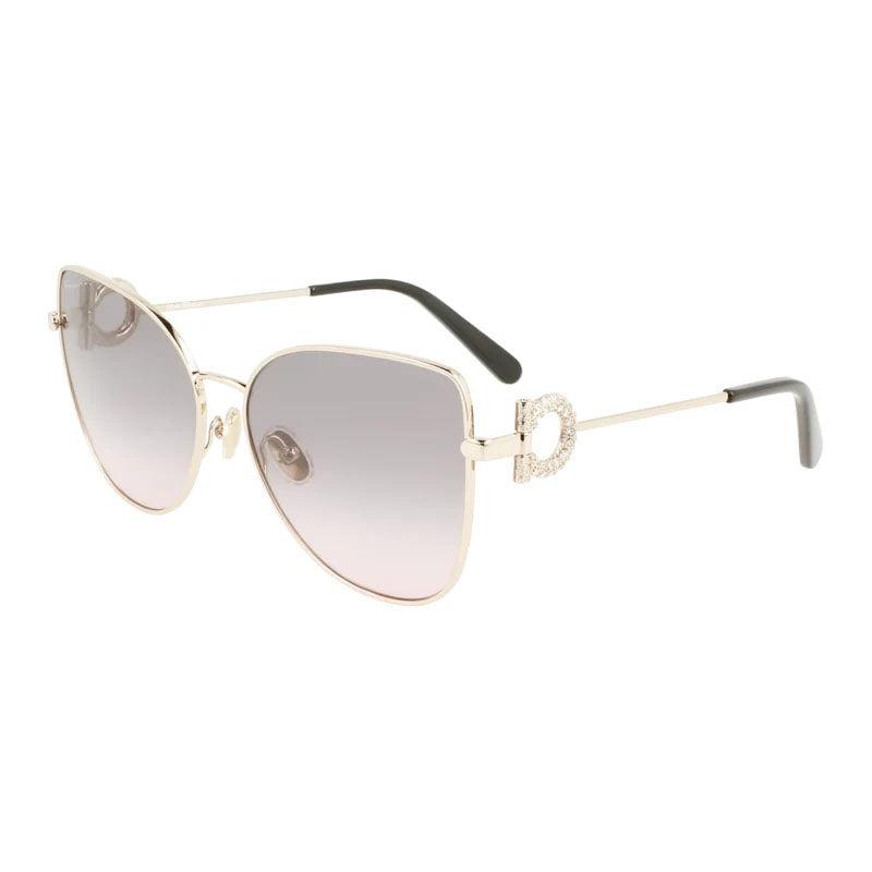 Salvatore Ferragamo Sunglasses Cat Eye Full Rim, Rose Gold Frame And Grey Rose Gradient Lens Sf296Sr772 by SALVATORE FERRAGAMO