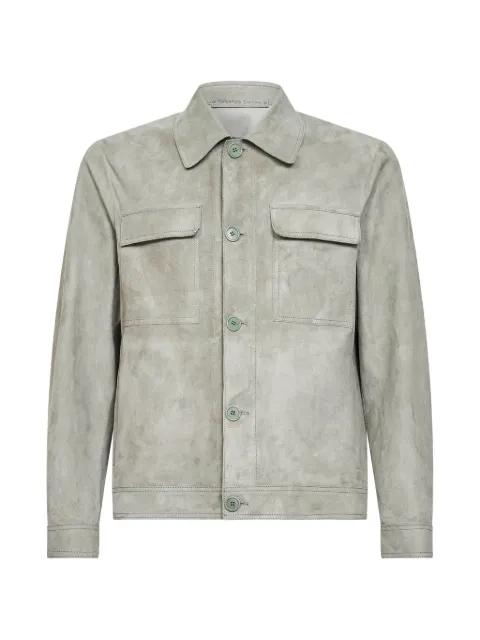 button chest pocket leather jacket by SALVATORE SANTORO