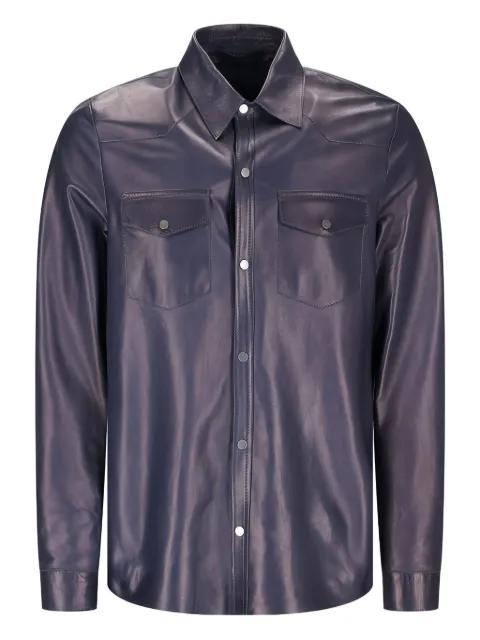 leather flap-pocket shirt by SALVATORE SANTORO