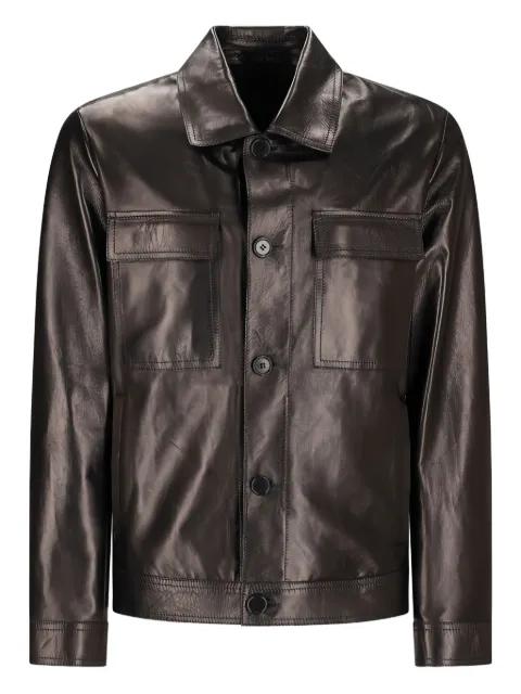 leather shirt jacket by SALVATORE SANTORO