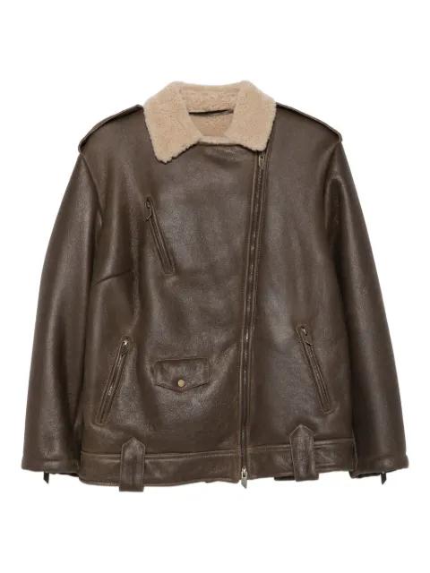 leather zip-up jacket by SALVATORE SANTORO