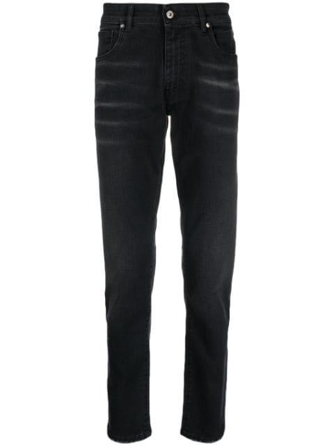 logo-patch cotton slim-fit jeans by SALVATORE SANTORO