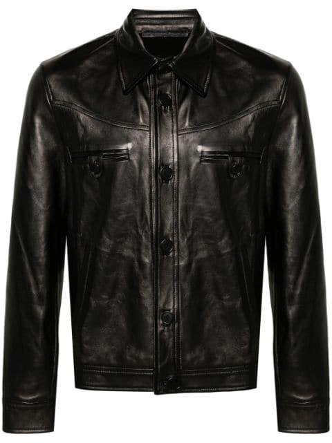 single-breasted leather jacket by SALVATORE SANTORO