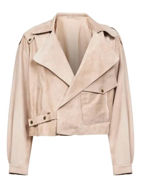 snap-buttoned leather jacket by SALVATORE SANTORO